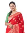 RED KHADDI BANARASI WITH ALL OVER ZARI BUTA, ZARI BORDER AND PALLU WITH MATCHING BLOUSE PIECE