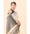 Ghicha Tussar Saree in Beige with Soft Black Hints 