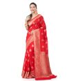 RED KHADDI BANARASI WITH ALL OVER ZARI BUTA, ZARI BORDER AND PALLU WITH MATCHING BLOUSE PIECE