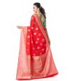 RED KHADDI BANARASI WITH ALL OVER ZARI BUTA, ZARI BORDER AND PALLU WITH MATCHING BLOUSE PIECE