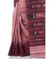 BLUSH PINK GHICHHA, TEMPLE BORDER WITH IKKAT PALLU, CHOCOLATE COLOURED CONTRAST BLOUSE PIECE