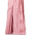 PINK TUSSAR SAREE WITH CUTWORK AND ALLOVER SELF THREADWORK AND MATCHING BLOUSE PIECE