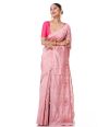 PINK TUSSAR SAREE WITH CUTWORK AND ALLOVER SELF THREADWORK AND MATCHING BLOUSE PIECE