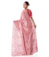 PINK TUSSAR SAREE WITH CUTWORK AND ALLOVER SELF THREADWORK AND MATCHING BLOUSE PIECE