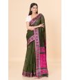 Assamaura– Olive Green Handloom Cotton with Rani & White Assamese Thread work