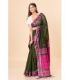 Assamaura– Olive Green Handloom Cotton with Rani & White Assamese Thread work