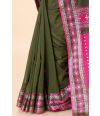 Assamaura– Olive Green Handloom Cotton with Rani & White Assamese Thread work