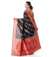 ALL OVER ZARI WORK ON BLACK TUSSAR BANARASI WITH CONTRAST BORDER AND PALLU, MATCHING BLOUSE PIECE