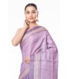 DARK MAUVE TUSSAR SILK WITH ALL OVER THREAD WORK AND MATCHING PRINTED BLOUSE PIECE