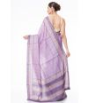 DARK MAUVE TUSSAR SILK WITH ALL OVER THREAD WORK AND MATCHING PRINTED BLOUSE PIECE