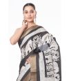 FIGURE PRINTED KOSHA SILK WITH BLACK CONTRAST PRINTED BLOUSE PIECE