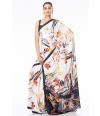 DIGITAL PRINTED MARBLE CHIFFON WITH BLACK CONTRAST BLOUSE PIECE