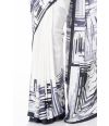 ABSTRACT PRINTED MARBLE CHIFFON WITH BLACK CONTRAST BLOUSE PIECE