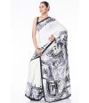 ABSTRACT PRINTED MARBLE CHIFFON WITH BLACK CONTRAST BLOUSE PIECE