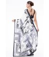 ABSTRACT PRINTED MARBLE CHIFFON WITH BLACK CONTRAST BLOUSE PIECE