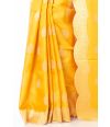 GOLDEN YELLOW KATAN SILK SAREE WITH SCALLOP BORDER, MATCHING BLOUSE PIECE