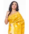 GOLDEN YELLOW KATAN SILK SAREE WITH SCALLOP BORDER, MATCHING BLOUSE PIECE