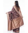 METALLIC BROWN BISHNUPURI TUSSAR SILK, ZARI PALLU & BORDER, MATCHING BROCADE BLOUSE PIECE