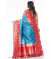 BLUE TUSSAR SILK WITH ALLOVER ZARI THREADWORK, CONTRAST BORDER AND MATCHING BLOUSE PIECE