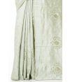 PISTA GREEN TUSSAR SAREE WITH CUTWORK AND ALLOVER SELF THREADWORK AND MATCHING BLOUSE PIEC