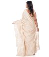 BEIGE TUSSAR SAREE WITH CUTWORK AND ALLOVER SELF THREADWORK AND MATCHING BLOUSE PIEC