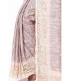 BROWN BODY ALL OVER PRINT TUSSAR WITH CUTWORK, MATCHING PRINTED BLOUSE PIECE