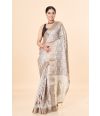 AshBloom Semi Tussar Saree – Brown-Grey Hues with Embroidered Pallu