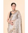 AshBloom Semi Tussar Saree – Brown-Grey Hues with Embroidered Pallu