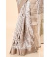 AshBloom Semi Tussar Saree – Brown-Grey Hues with Embroidered Pallu