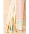 Off-White Grace with Temple Detail Muslin Saree