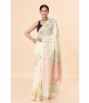 Off-White Grace with Temple Detail Muslin Saree