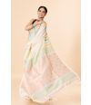 Off-White Grace with Temple Detail Muslin Saree