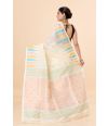 Off-White Grace with Temple Detail Muslin Saree