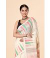Off-White Dhakai Muslin with Temple Border Charm