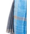 STEEL GREY BODY GHICHHA TUSSAR, WITH ZARI BORDER, CONTRAST BLUE PALLU & BLOUSE PIECE
