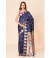 BLUE & GOLD PAITHANI SILK SAREE WITH MATCHING BLOUSE PIECE