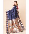 BLUE & GOLD PAITHANI SILK SAREE WITH MATCHING BLOUSE PIECE