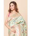 SEA GREEN KASHMIRI PASHMINA SILK SAREE WITH MATCHING BLOUSE PIECE