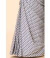printed cotton saree with a classic white base & delicate blue floral motifs
