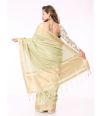 PASTEL GREEN TISSUE ORGANZA SAREE WITH SELF THREAD WORK & MATCHING BLOUSE PIECE