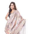 ALL OVER MADHUBANI PRINT ON LIGHT GREY SILK SAREE WITH MATCHING BLOUSE PIECE