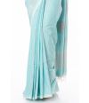 ELEGANT SOFT PURE HANDLOOM COTTON SAREE, PASTEL BLUE BODY WITH COPPER THREAD WORK 