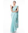 ELEGANT SOFT PURE HANDLOOM COTTON SAREE, PASTEL BLUE BODY WITH COPPER THREAD WORK 