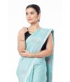 ELEGANT SOFT PURE HANDLOOM COTTON SAREE, PASTEL BLUE BODY WITH COPPER THREAD WORK 