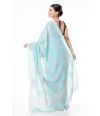 ELEGANT SOFT PURE HANDLOOM COTTON SAREE, PASTEL BLUE BODY WITH COPPER THREAD WORK 