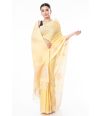 ELEGANT SOFT PURE HANDLOOM COTTON SAREE, LEMON YELLOW BODY WITH COPPER THREAD WORK 