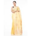 ELEGANT SOFT PURE HANDLOOM COTTON SAREE, LEMON YELLOW BODY WITH COPPER THREAD WORK 