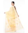 ELEGANT SOFT PURE HANDLOOM COTTON SAREE, LEMON YELLOW BODY WITH COPPER THREAD WORK 