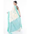 SOFT PURE HANDLOOM OFF WHITE BODY ALL OVER CONTRAST BUTI, CONTRAST GREEN PALLU & BORDER, MATCHING BLOUSE PIECE