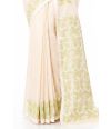 PURE COTTON HANDLOOM SAREE BEIGE PLAIN BODY, CONTRAST PALLU & BORDER WITH MATCHING BLOUSE PIECE